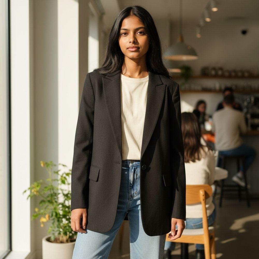 NEW ASOS DESIGN New Perfect Longline Shape Blazer in Black Size 12